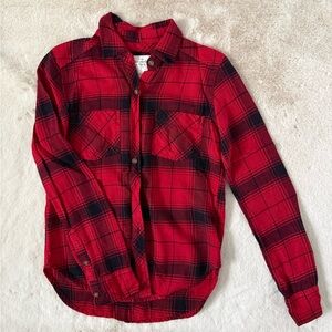 Abercrombie & Fitch Red and Black Plaid Shirt